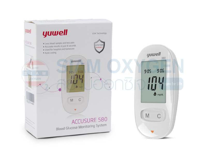 เครื่องตรวจวัดระดับน้ำตาลในเลือด YUWELL Blood Glucose Meter รุ่น 580