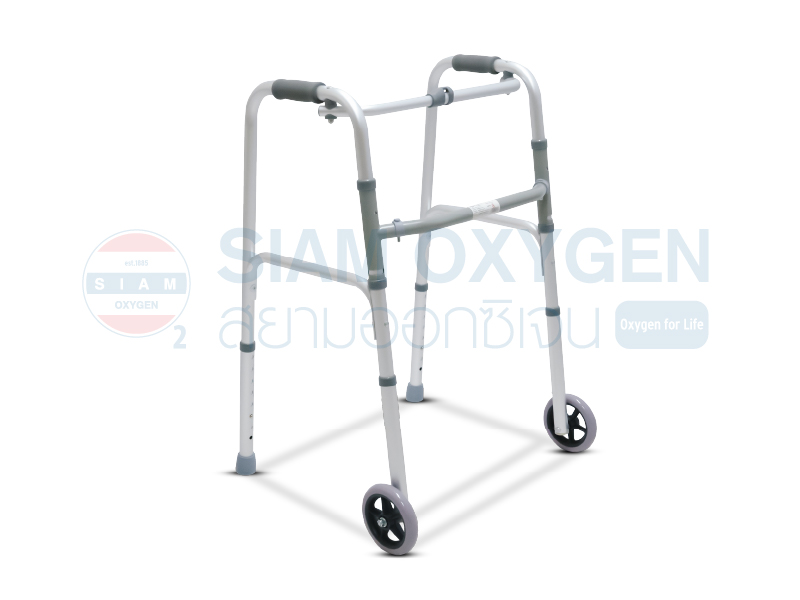 วอล์คเกอร์อลูมิเนียม 4 ขา พับได้ มีล้อ Multifunction Aluminium Walker with Wheels