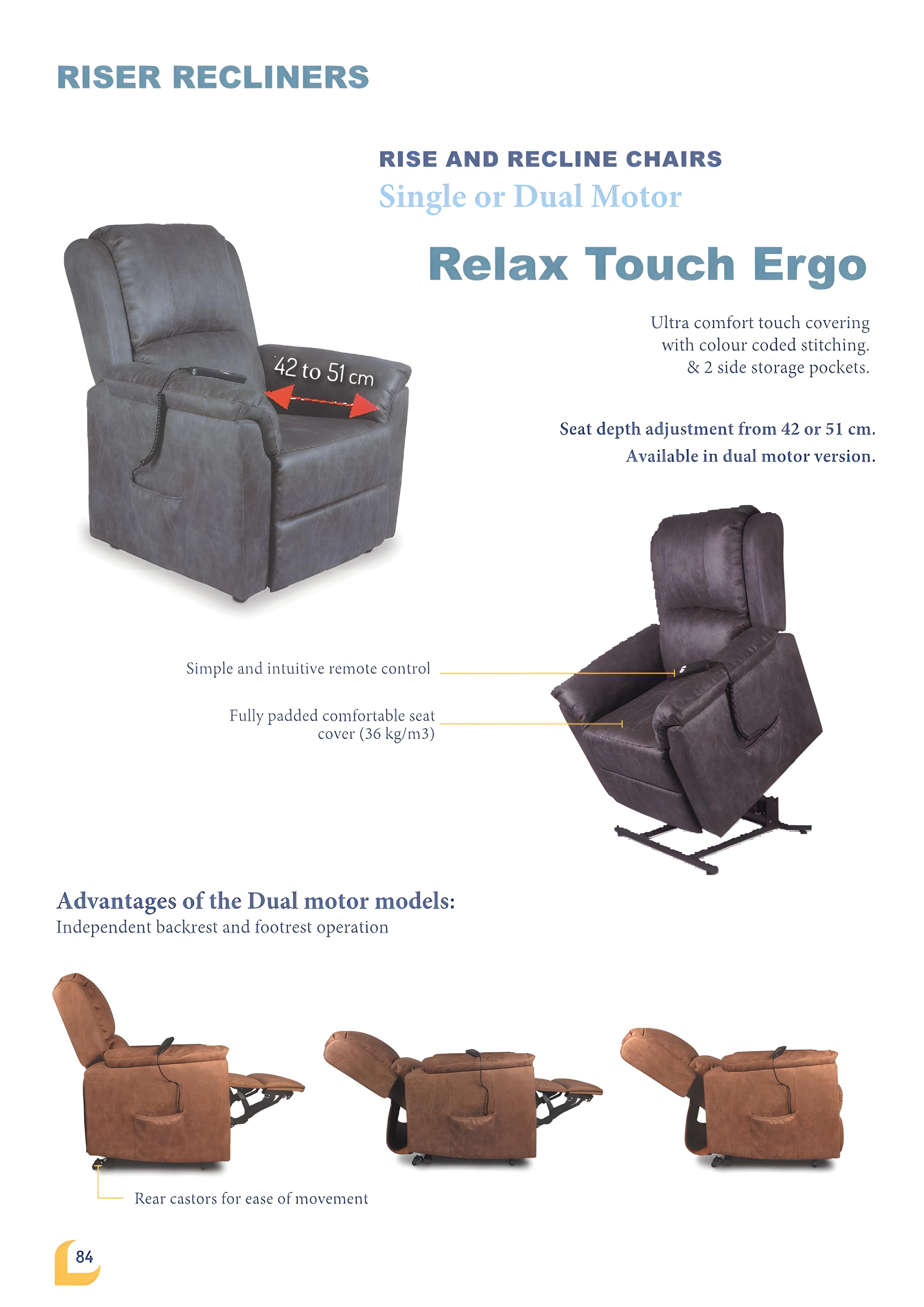 เก้าอี้ช่วยพยุง Relax Touch Ergo จาก Drive Medical รุ่น Single Motor ปรับไฟฟ้า นั่งสบาย ลุกง่าย ลดแรงกดทับ